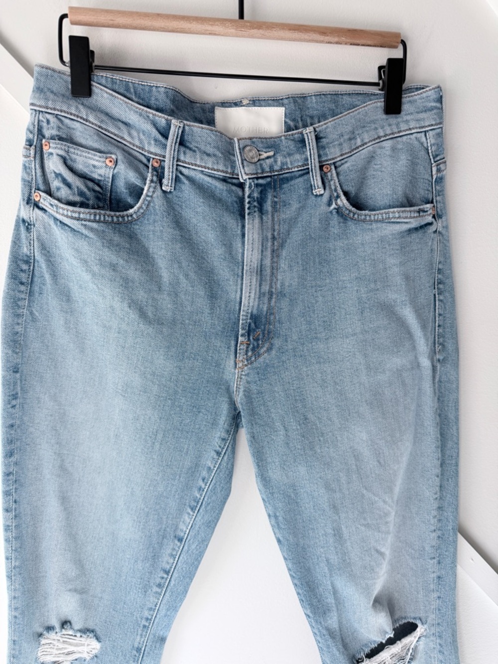 Mother The Superior Step Ankle Fray Distressed Jeans |High Rise Raw Hem Crop |30 - Picture 5 of 17